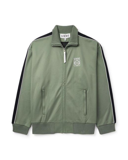Loewe Green Twill-Trimmed Logo-Embroidered Tech-Jersey Track Jacket for men