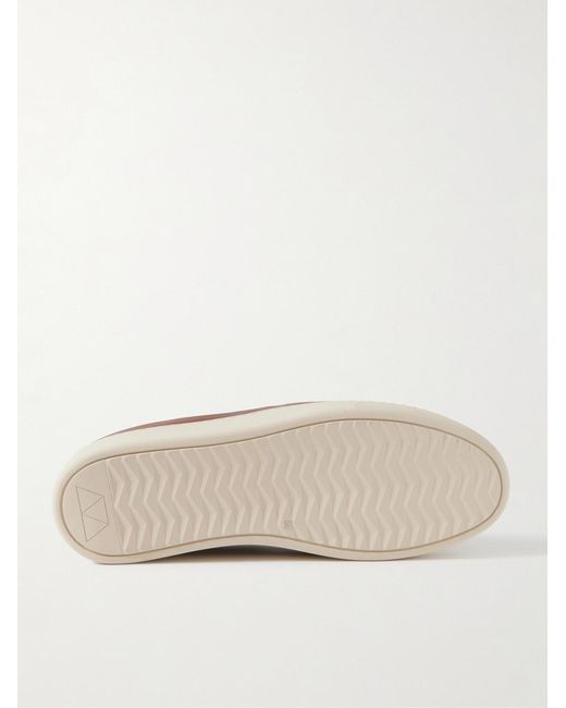 Mulo Brown Leather-Trimmed Suede Slip-On Sneakers for men