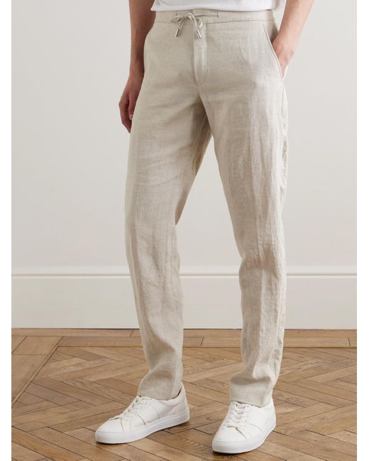 Mr P. Natural James Straight-Leg Linen Drawstring Trousers for men