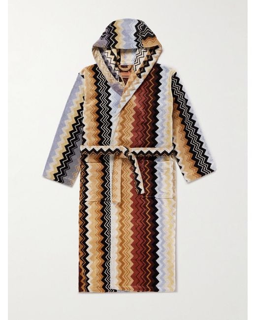 Missoni Multicolor Giacomo Striped Cotton-Terry Hooded Robe for men
