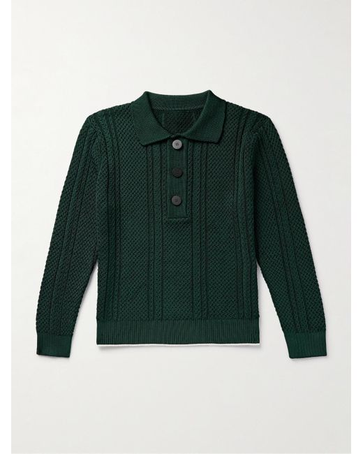 Jacquemus Green Belo Cable-knit Polo Shirt for men