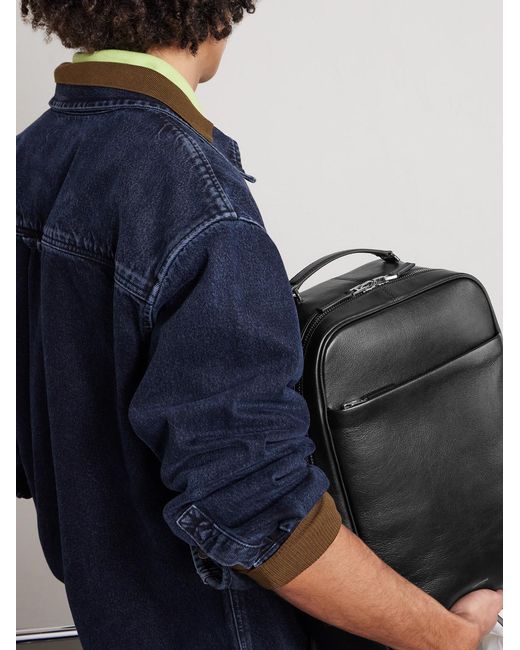 Tom Ford Black Full-Grain Leather Backpack for men