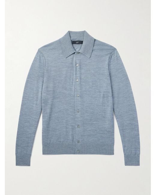 Dunhill Blue Merino Wool Shirt for men