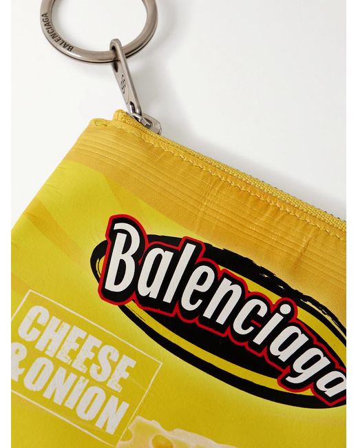 Balenciaga Yellow Chips Printed Leather Pouch for men