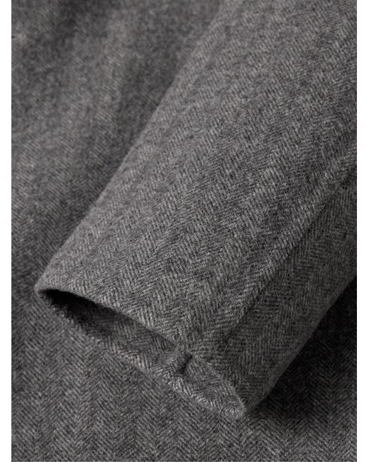 Dunhill Gray Unstructured Double-Faced Herringbone Wool Car Coat for men