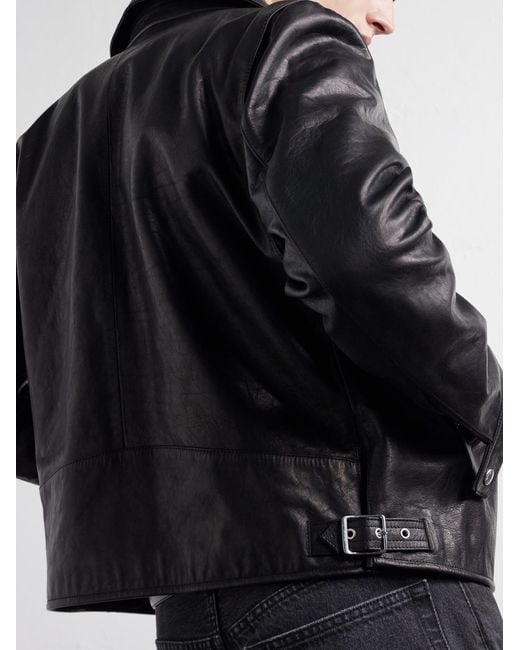 Totême  Black Distressed Leather Jacket for men
