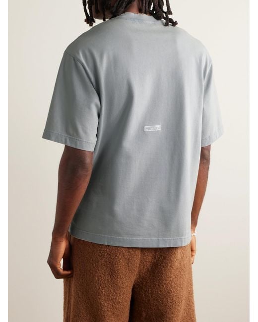 Acne Gray Extorr Logo-appliquéd Garment-dyed Cotton-jersey T-shirt for men