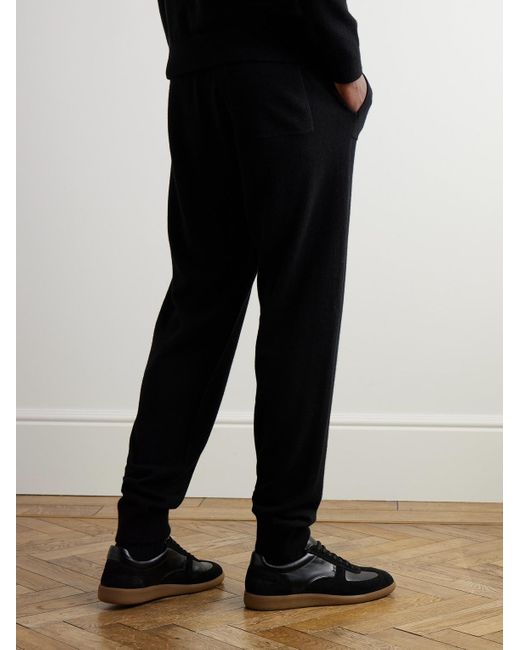 Mr P. Black Tapered Wool And Cashmere-Blend Sweatpants for men