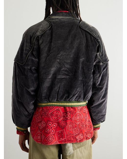 Kapital Bomberjacke aus Baumwollsamt mit Logostickerei und Reißverschluss in Black für Herren