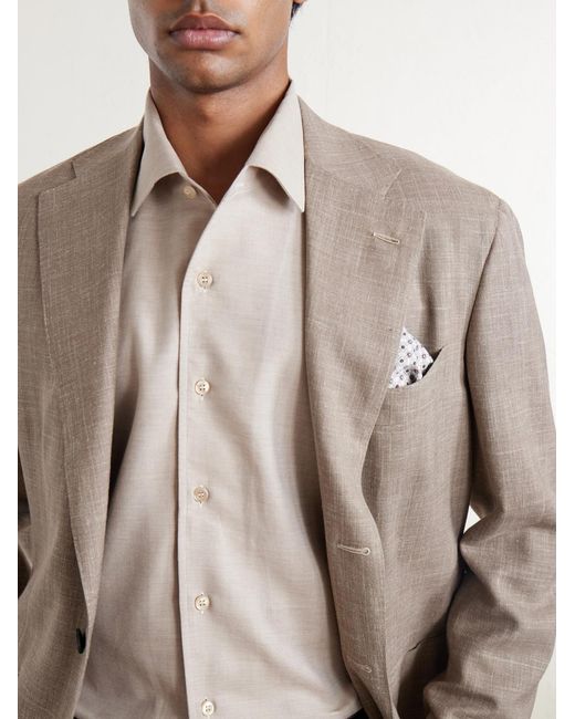 Brioni White Marcello Cotton And Cashmere-Blend Shirt for men