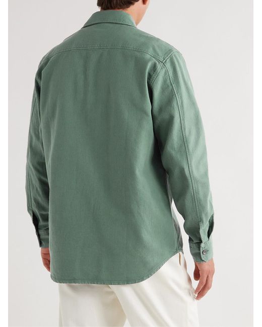 Mr P. Green Garment-Dyed Ribbed Cotton Shirt for men