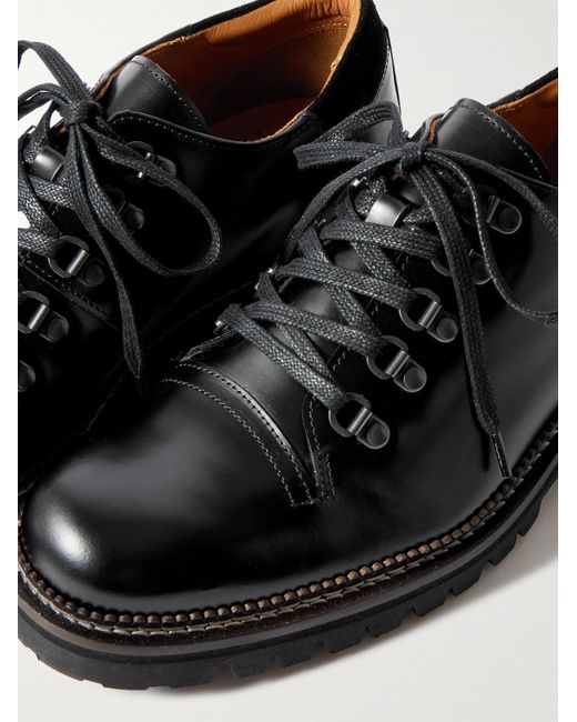 Mr P. Black Suede-trimmed Leather Hiking Derby Shoes for men