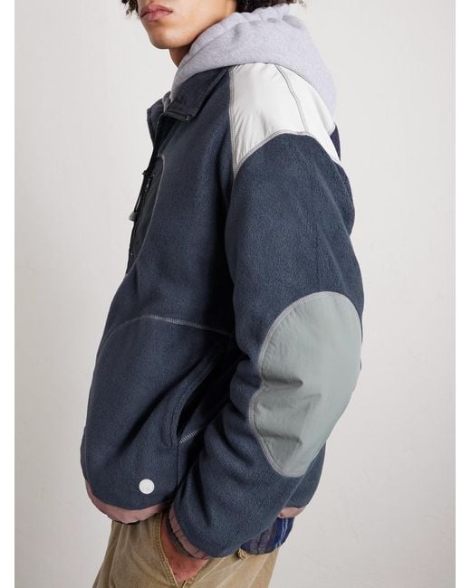Folk Blue Curve Shell-trimmed Fleece Jacket for men