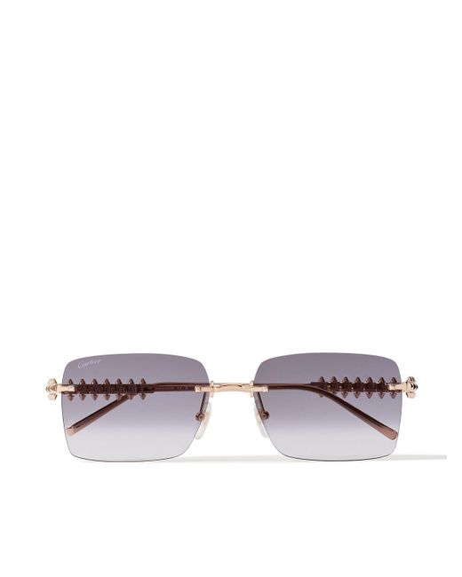Cartier Metallic Clash De Cartier Rimless Rectangular-frame Gold-tone Sunglasses for men