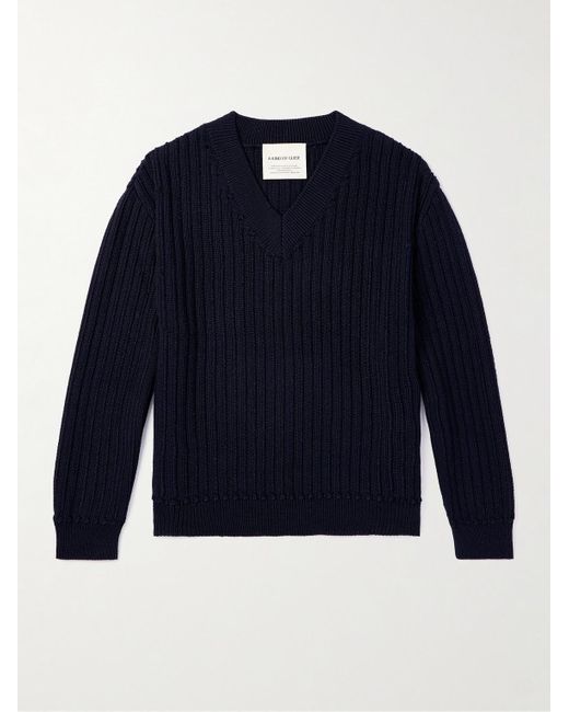 A Kind Of Guise Blue Saimir Ribbed Merino Wool And Silk-blend Sweater for men
