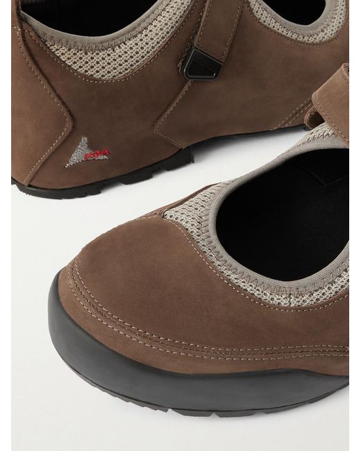 Roa Brown Loie Mesh-Trimmed Nubuck Sneakers for men