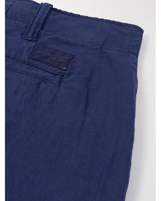 Shorts a gamba dritta in misto lino e cotone di Polo Ralph Lauren in Blue da Uomo