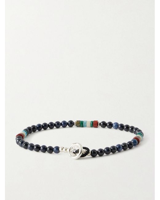 Mikia Sterling Silver Multi-Stone Beaded Bracelet in Blue für Herren