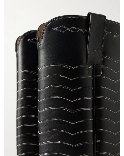 Enfants Riches Deprimes Black Split Ends Embroidered Leather Boots for men