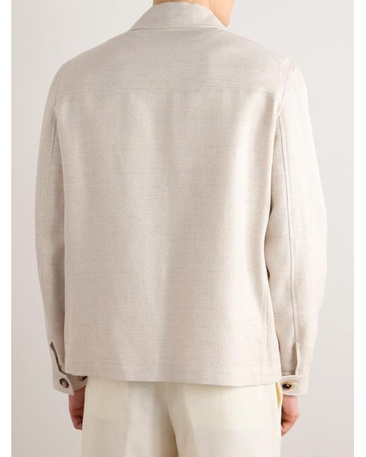 Brunello Cucinelli Hemdjacke aus einer Mischung aus Leinen in Natural für Herren