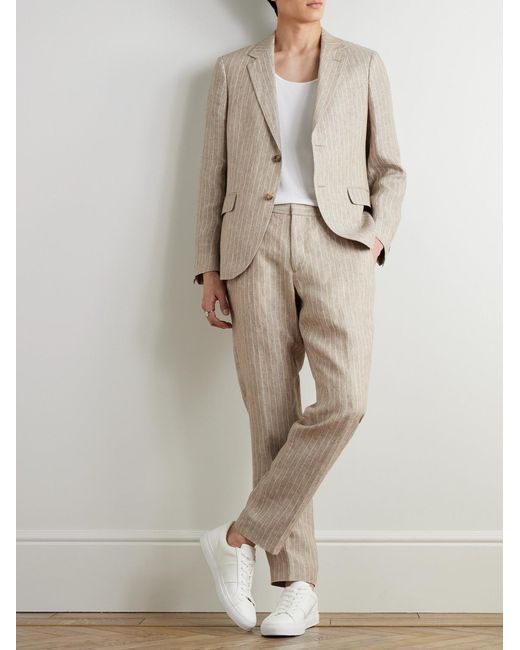 Mr P. Natural Striped Linen Suit Jacket for men