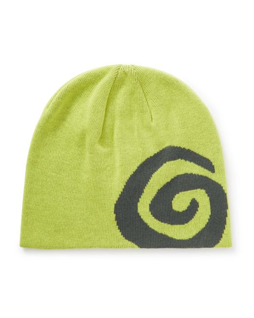 Ostrya Green Swirl Logo-intarsia Stretch-knit Beanie for men