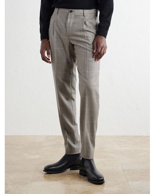 Slowear Gray Tapered Prince Of Wales Checked Wool And Cashmere-Blend Trousers for men