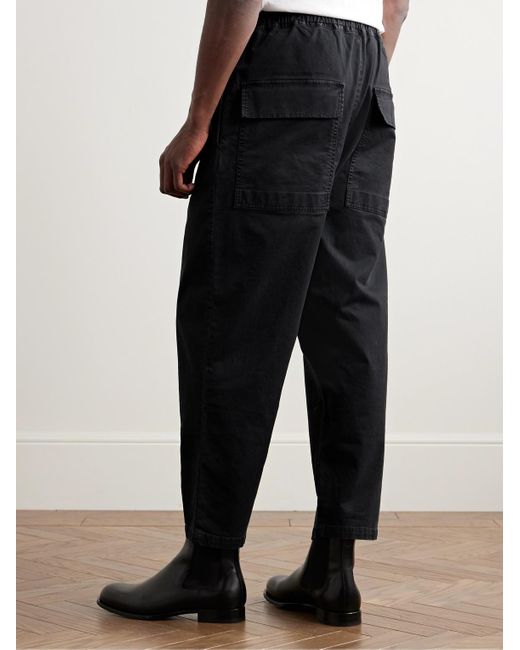 Nili Lotan Walker schmal zulaufende verkürzte Hose aus gebürstetem Twill aus einer Baumwollmischung mit Kordelzugbund in Black für Herren
