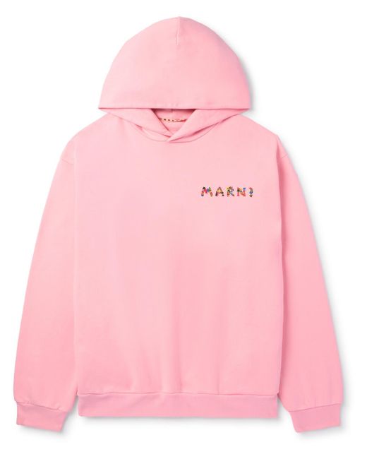 Marni Pink Oversized Logo-print Cotton-jersey Hoodie for men