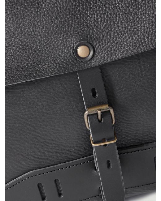 Bleu De Chauffe Black Lucien Full-Grain Leather Messenger Bag for men
