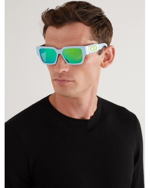 Dior Green Cd Su Square-frame Acetate And Silver-tone Sunglasses for men