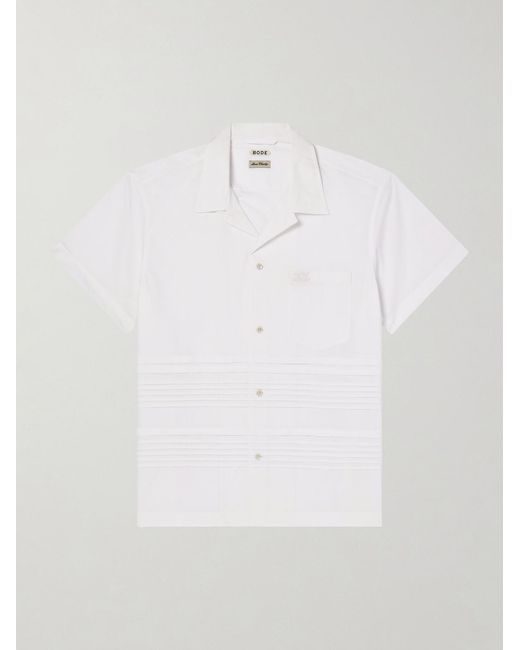 Bode White Chamomile Camp-collar Logo-embroidered Cotton-poplin Shirt for men