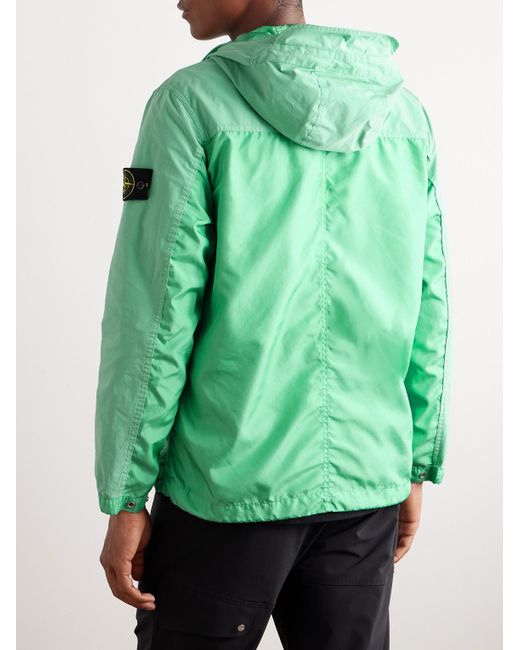 Stone Island Green Logo-appliquéd Panelled Shell Hooded Jacket for men