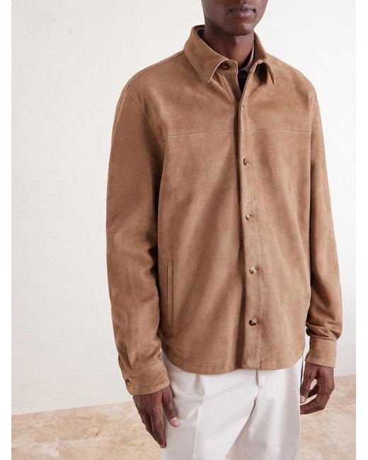 Boglioli Brown Suede Overshirt for men