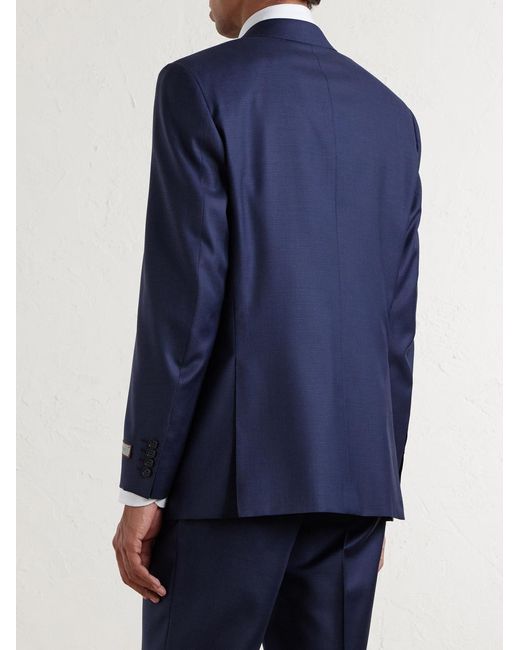 Canali Blue Puppytooth Wool Suit Jacket for men