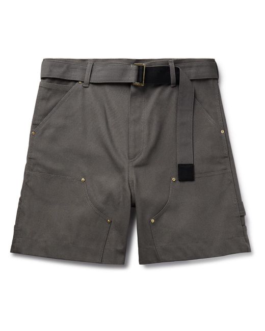 Sacai Gray Carhartt Wip Wide-leg Belted Cotton-canvas Shorts for men