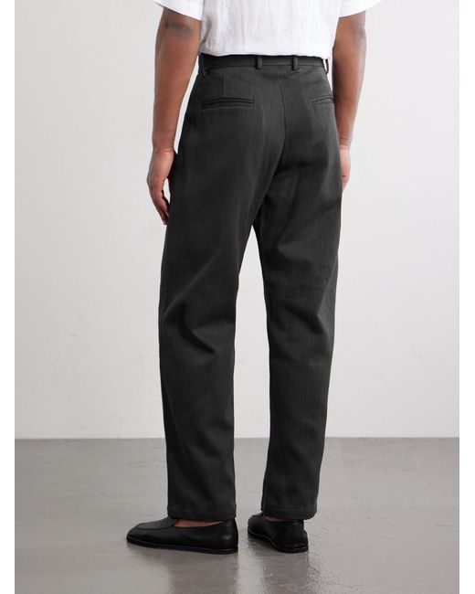 Kartik Research Black Straight-Leg Embroidered Cotton-Twill Trousers for men