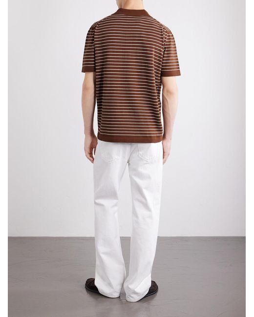 A.P.C. Brown Tristan Logo-Embroidered Striped Cotton Polo Shirt for men