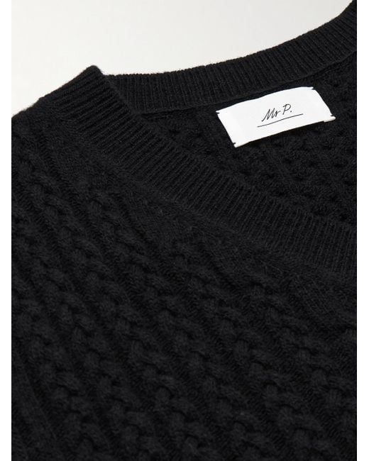 Mr P. Black Cable-Knit Wool Sweater Vest for men