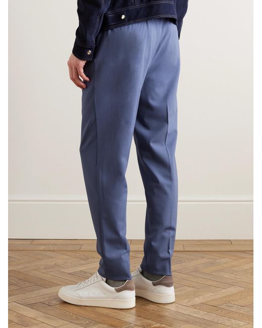 Altea Blue Wayne Tapered Wool-blend Trousers for men