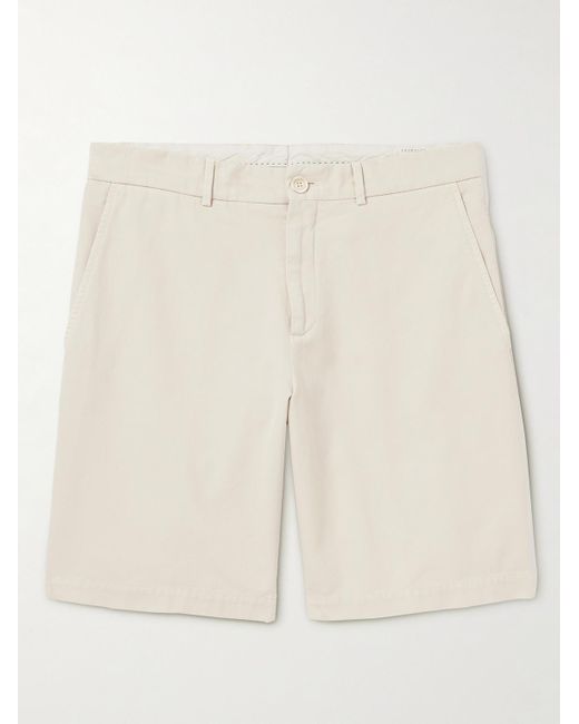 Brunello Cucinelli Natural Straight-leg Cotton-twill Bermuda Shorts for men