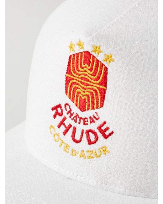 Rhude White Azur Logo-embroidered Linen Baseball Cap for men