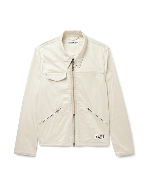 Acne White Ondrey Logo-appliquéd Faux Suede Jacket for men