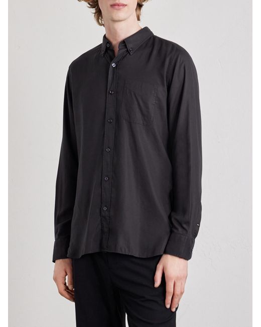 Tom Ford Black Button-Down Collar Lyocell-Gabardine Shirt for men