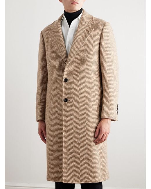 Brunello Cucinelli Herringbone Cashmere And Silk-Blend Coat