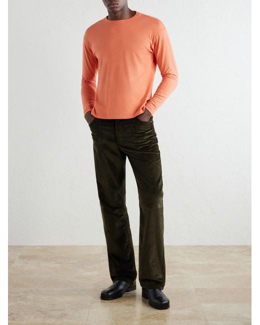 Auralee Orange Cotton-Jersey T-Shirt for men