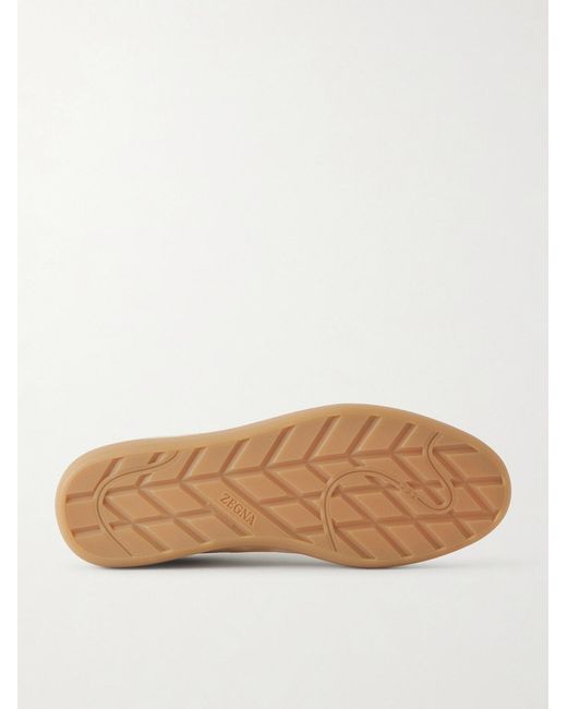 Zegna Natural 232 Leather-trimmed Suede Sneakers for men