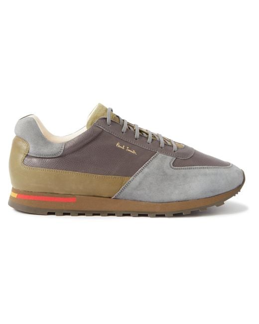Paul Smith Velo Colour-block Eco Leather And Suede Sneakers in Natural ...