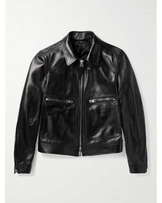 Tom Ford Black Leather Jacket for men
