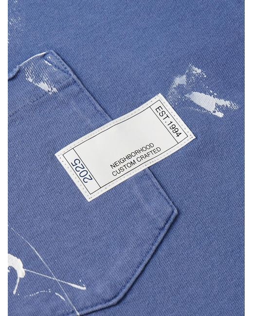 Neighborhood Blue Savage Distressed Paint-Splattered Cotton-Jersey T-Shirt for men